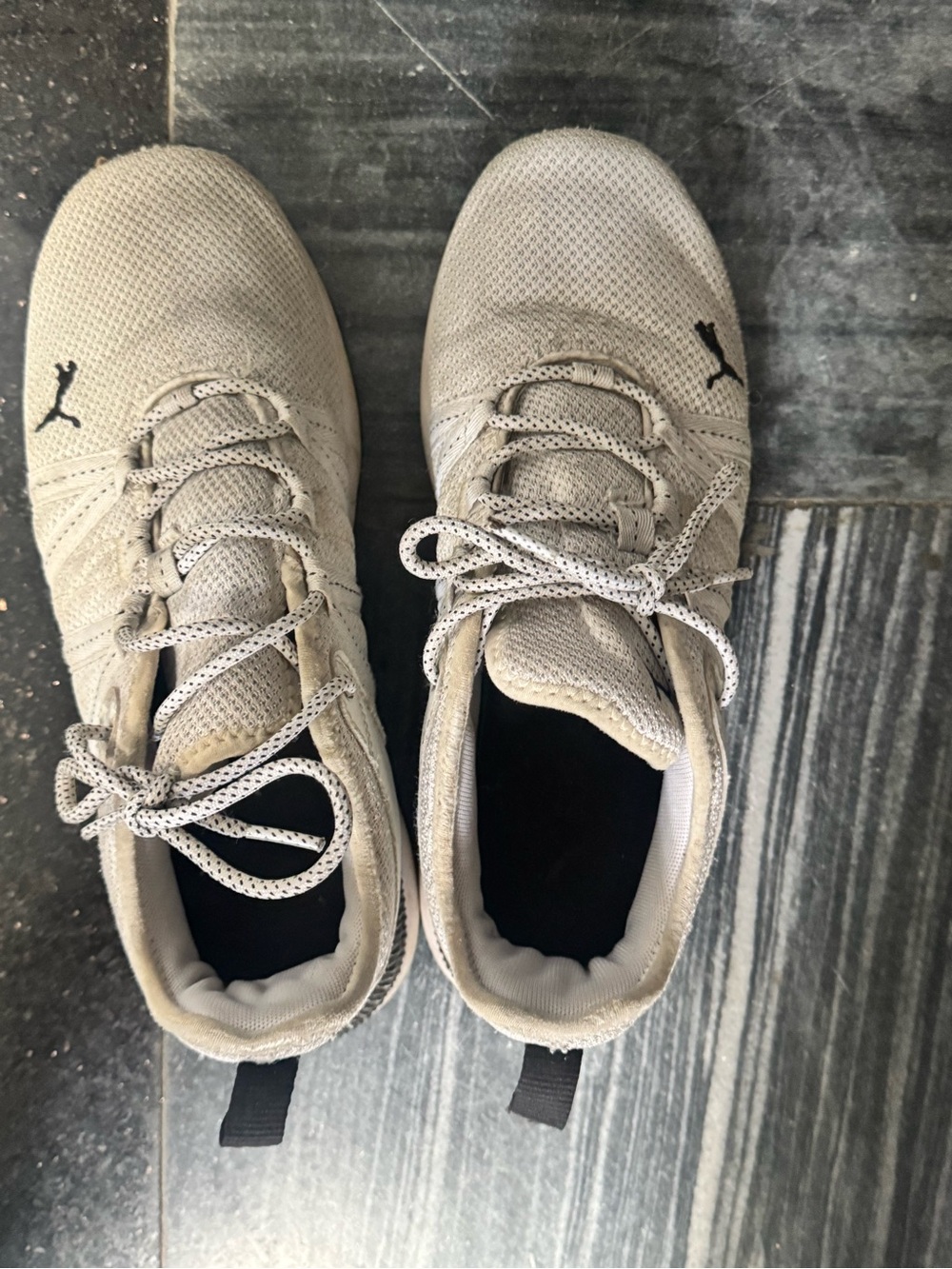 Puma Men’s Light Beige Mesh Athletic Sneakers with Black Logo